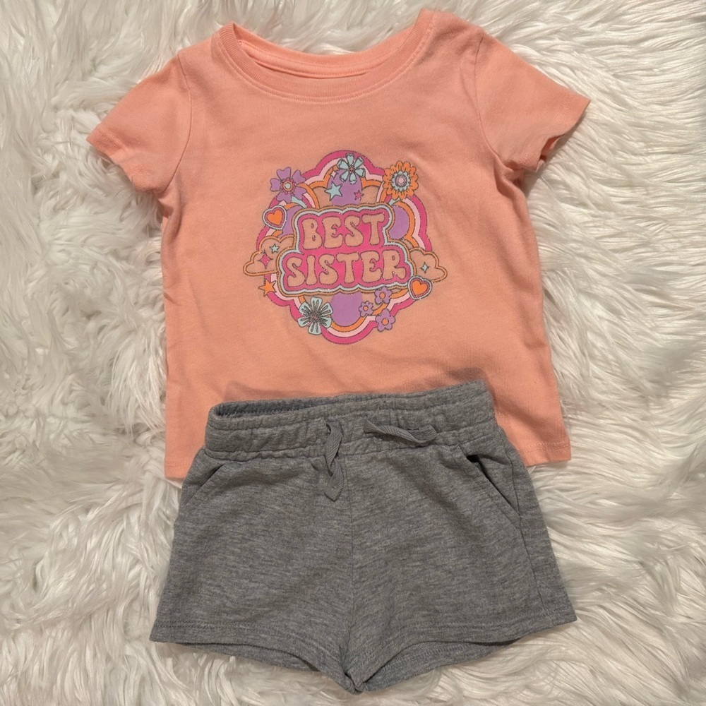 Jumping Beans Toddler Girl‎ 2 Piece Tee & Shorts Set Size 18 Months